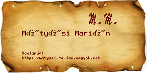 Mátyási Marián névjegykártya